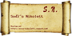 Soós Nikolett névjegykártya